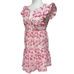 Lilly Pulitzer Keila Pink Floral Print Eyelet  Dress I 00
